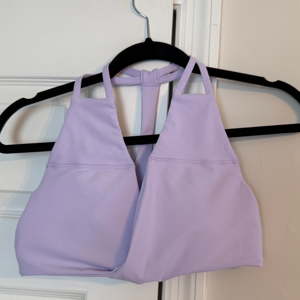 Fabletics Lavender Halter Sports Bra.